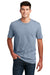 District DM108 Mens Perfect Blend Short Sleeve Crewneck T-Shirt Heather Flint Blue Model Front