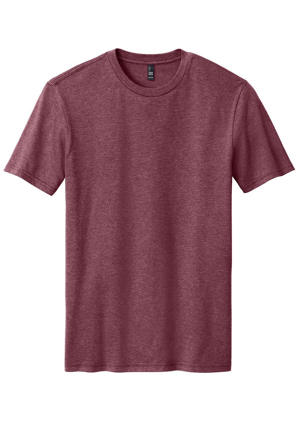 District DM108 Mens Perfect Blend Short Sleeve Crewneck T-Shirt Heather Cardinal Red Flat Front