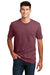 District DM108 Mens Perfect Blend Short Sleeve Crewneck T-Shirt Heather Cardinal Red Model Front