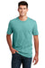District DM108 Mens Perfect Blend Short Sleeve Crewneck T-Shirt Heather Eucalyptus Blue Model Front