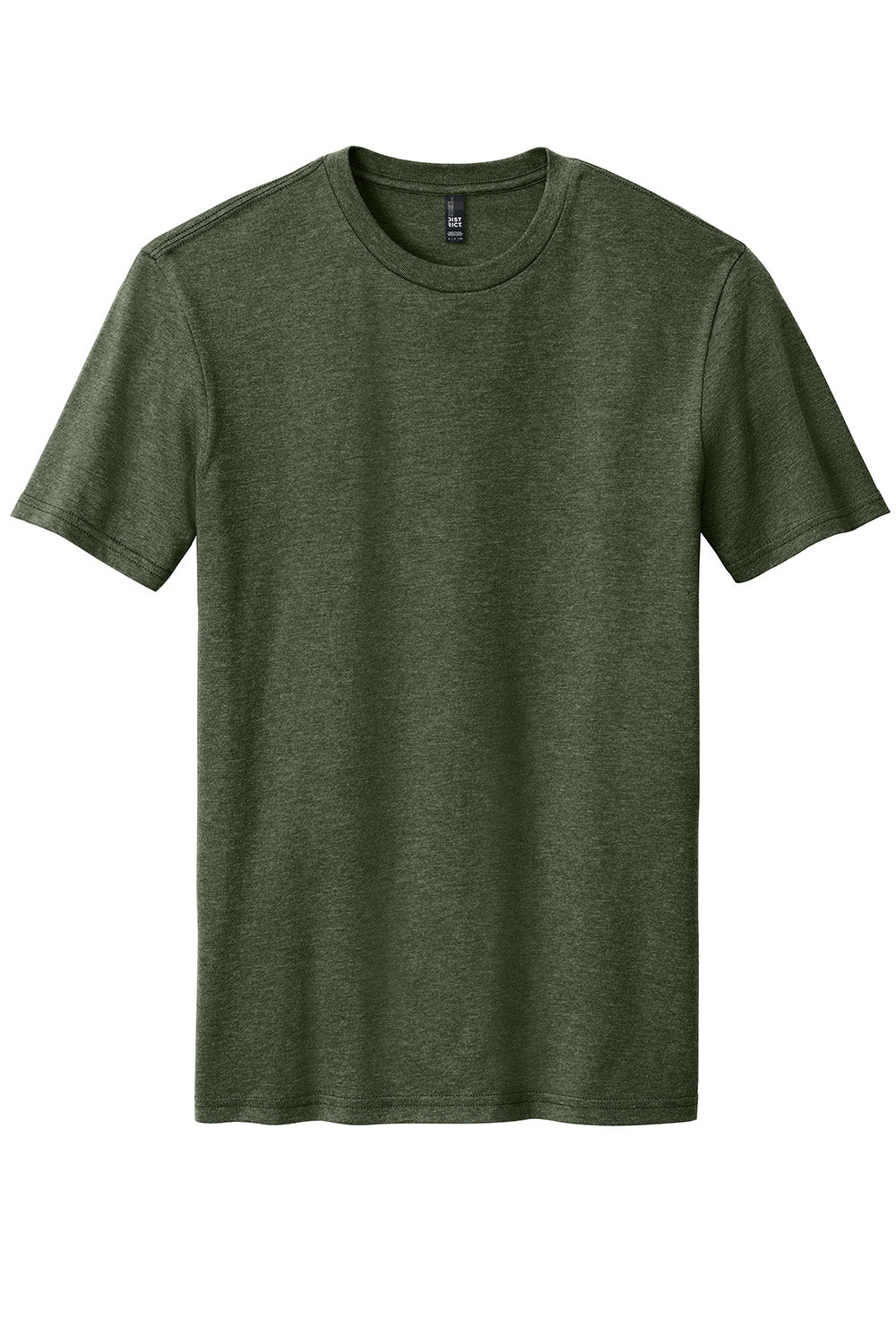 District DM108 Mens Perfect Blend Short Sleeve Crewneck T-Shirt Heather Forest Green Flat Front