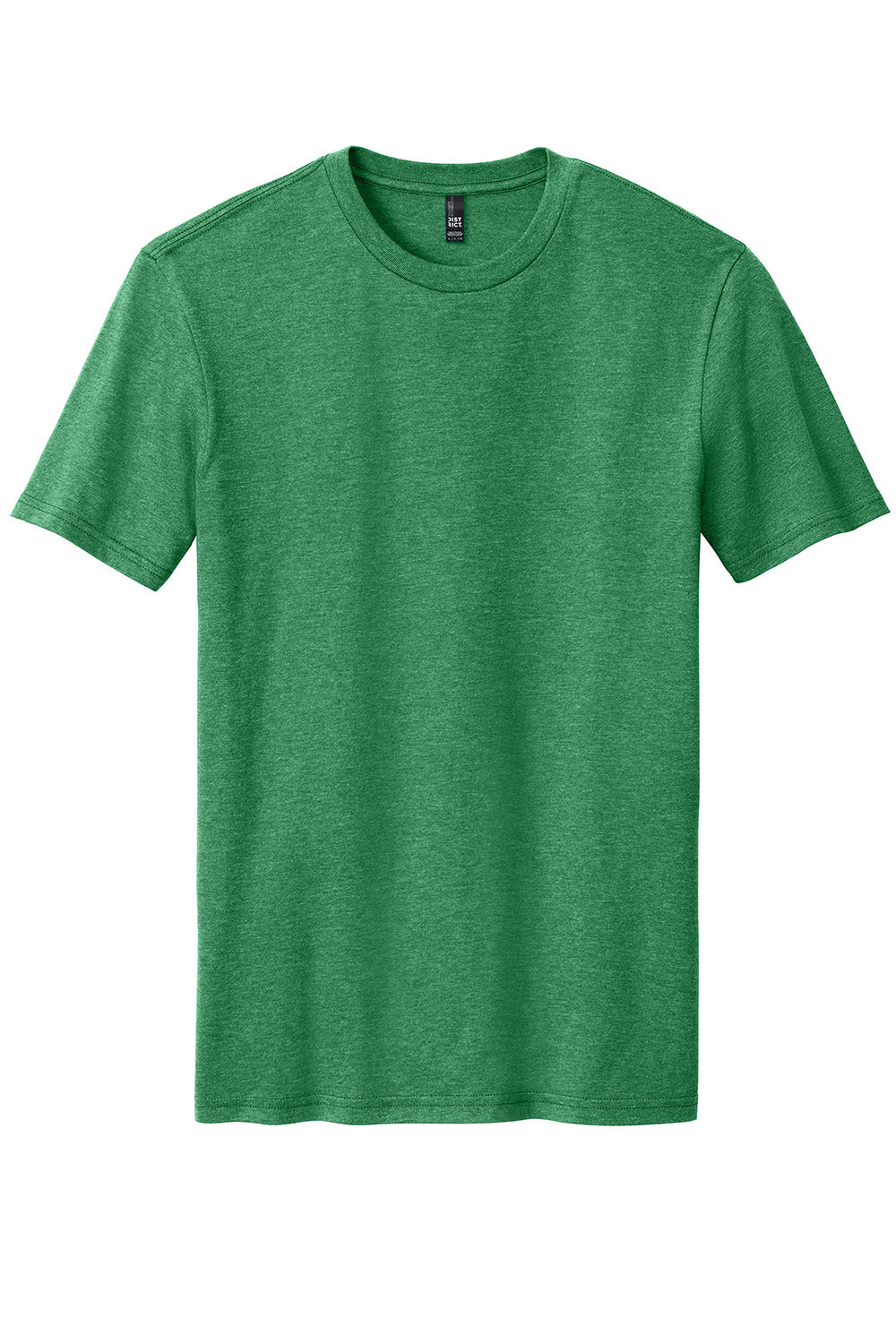 District DM108 Mens Perfect Blend Short Sleeve Crewneck T-Shirt Heather Kelly Green Flat Front