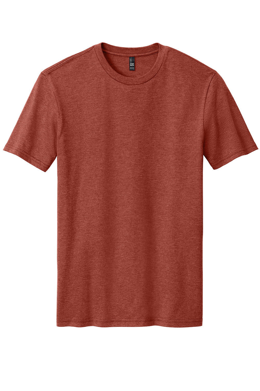 District DM108 Mens Perfect Blend Short Sleeve Crewneck T-Shirt Heather Russet Red Flat Front