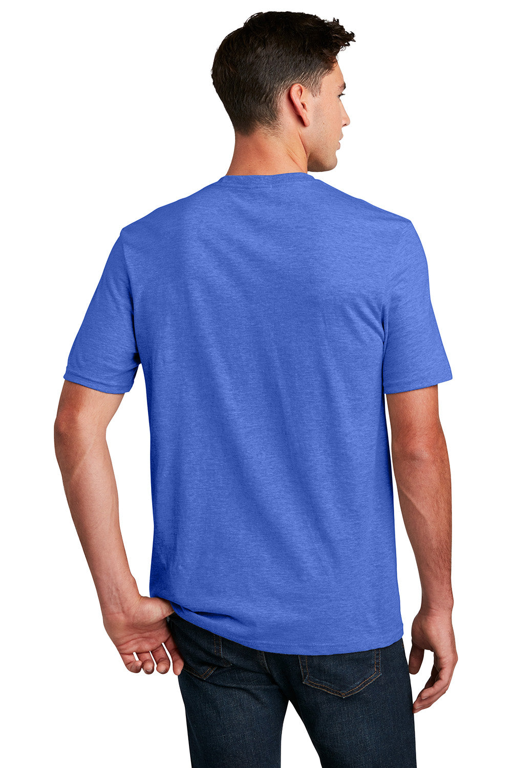 District DM108 Mens Perfect Blend Short Sleeve Crewneck T-Shirt Royal Blue Frost Model Back