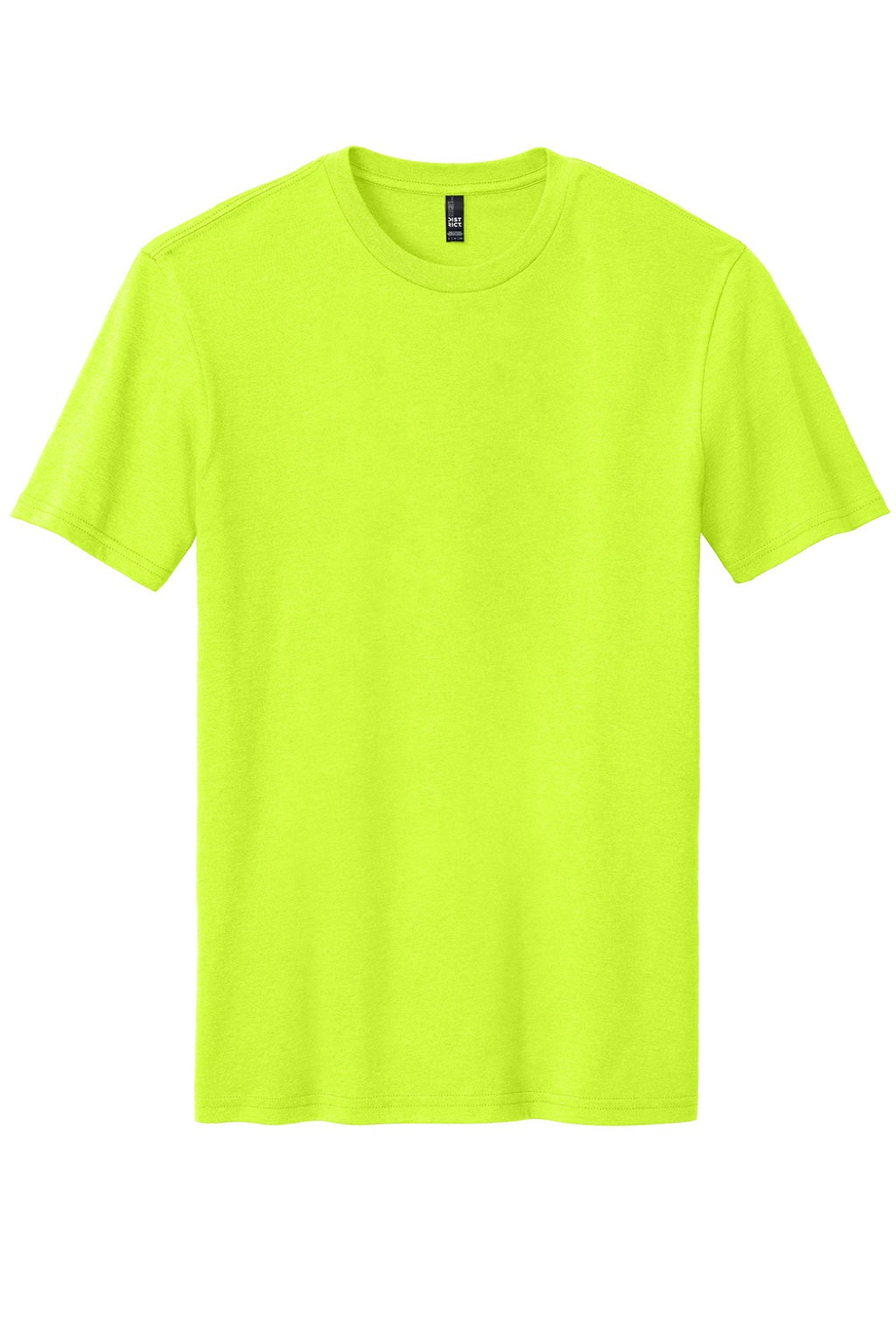 District DM108 Mens Perfect Blend Short Sleeve Crewneck T-Shirt Safety Green Flat Front