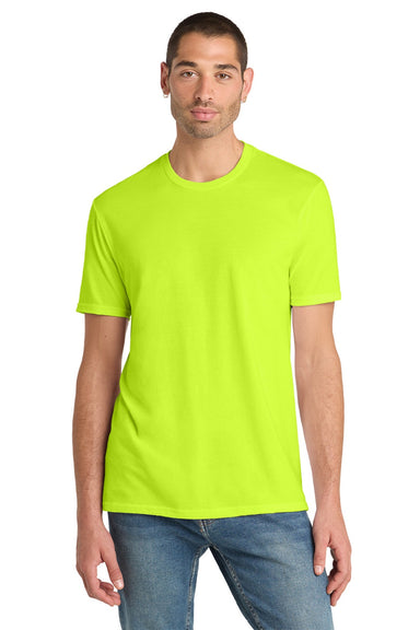 District DM108 Mens Perfect Blend Short Sleeve Crewneck T-Shirt Safety Green Model Front