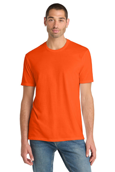 District DM108 Mens Perfect Blend Short Sleeve Crewneck T-Shirt Safety Orange Model Front