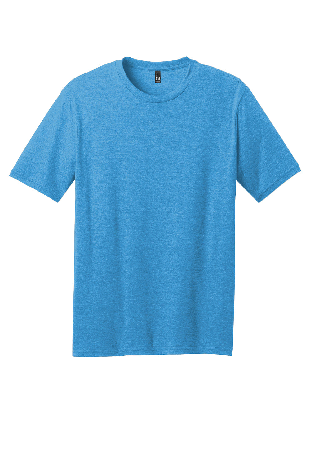 District DM108 Mens Perfect Blend Short Sleeve Crewneck T-Shirt Heather Bright Turquoise Blue Flat Front