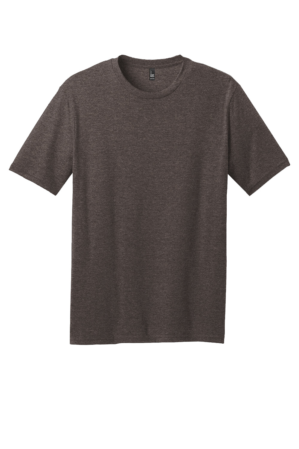 District DM108 Mens Perfect Blend Short Sleeve Crewneck T-Shirt Heather Brown Flat Front