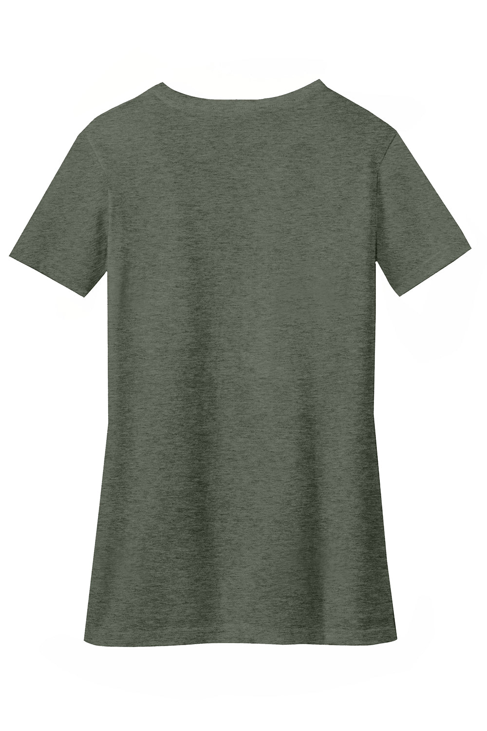 District DM1190L Womens Perfect Blend Short Sleeve V-Neck T-Shirt Heather Olive Green Flat Back