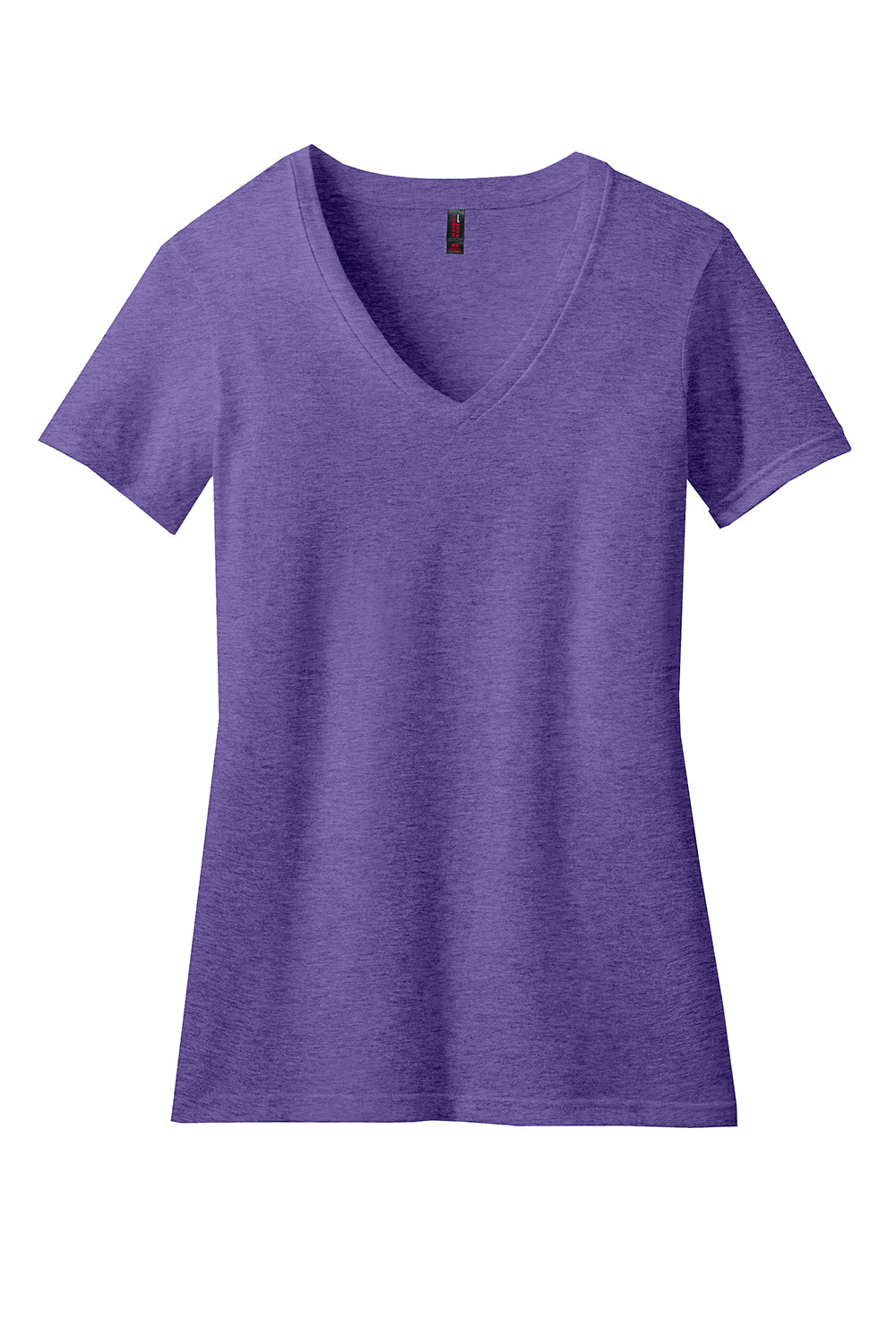 District DM1190L Womens Perfect Blend Short Sleeve V-Neck T-Shirt Heather Purple Flat Front