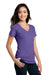 District DM1190L Womens Perfect Blend Short Sleeve V-Neck T-Shirt Heather Purple Model 3q