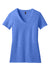 District DM1190L Womens Perfect Blend Short Sleeve V-Neck T-Shirt Heather Royal Blue Flat Front