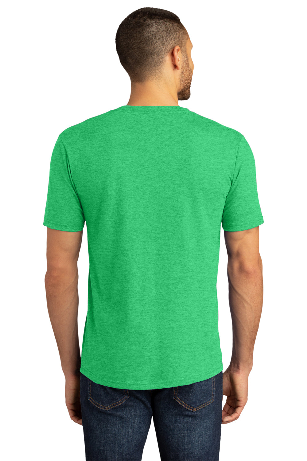 District DM130DTG Mens Perfect DTG Short Sleeve Crewneck T-Shirt Green Frost Model Back