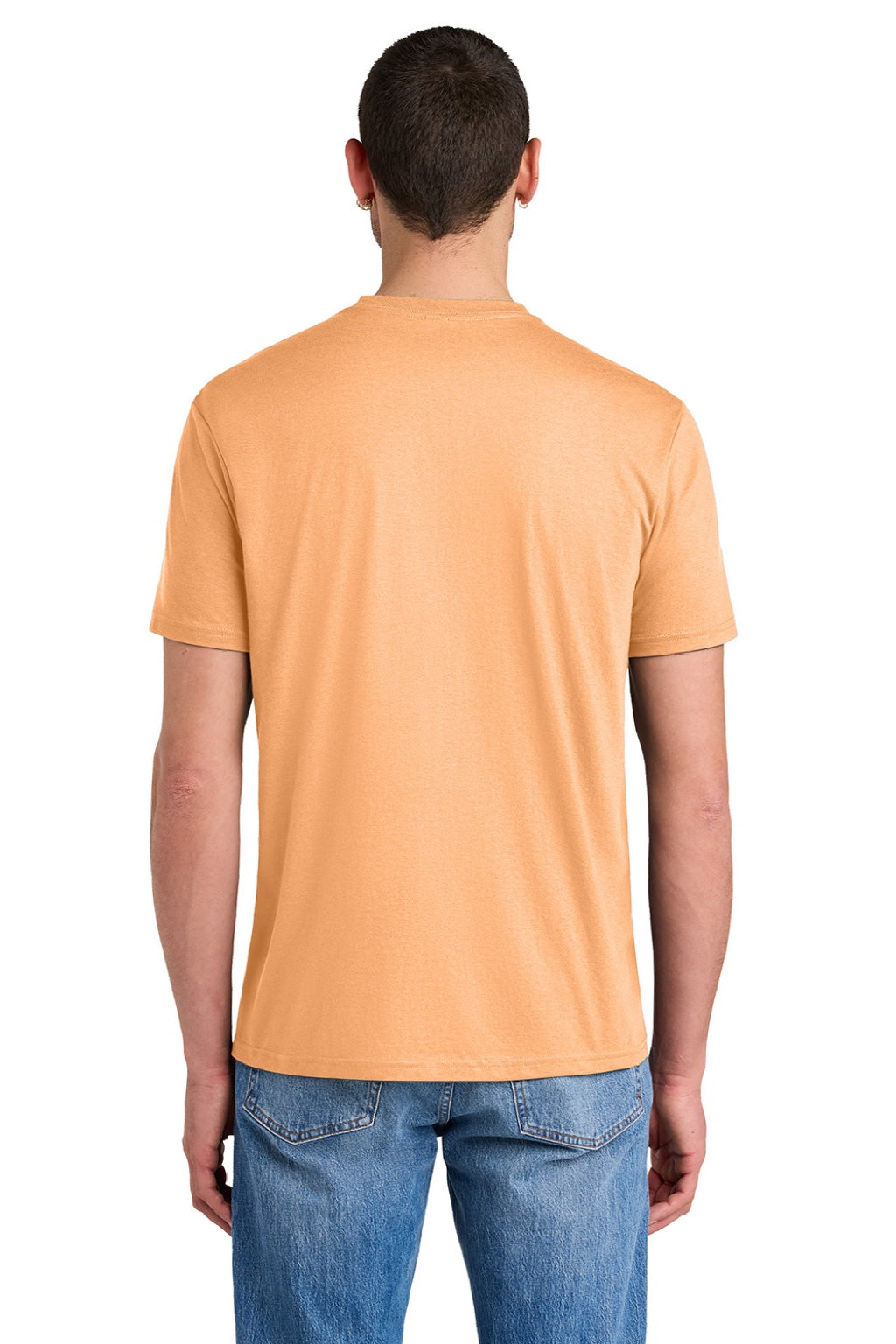 District DM130 Mens Perfect Tri Short Sleeve Crewneck T-Shirt Apricot Orange Model Back
