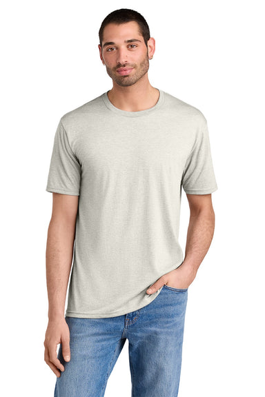 District DM130 Mens Perfect Tri Short Sleeve Crewneck T-Shirt Heather Oatmeal Model Front