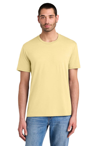 District DM130 Mens Perfect Tri Short Sleeve Crewneck T-Shirt Soft Yellow Model Front