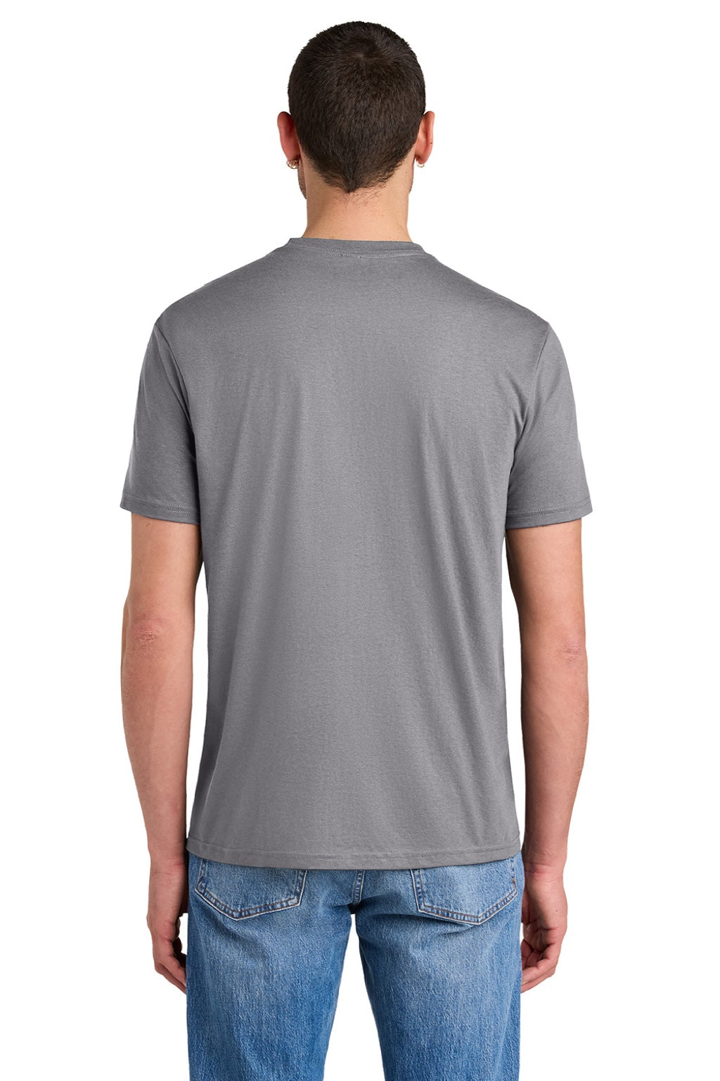 District DM130 Mens Perfect Tri Short Sleeve Crewneck T-Shirt Storm Cloud Grey Model Back