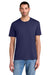 District DM130 Mens Perfect Tri Short Sleeve Crewneck T-Shirt Tanzanite Blue Model Front