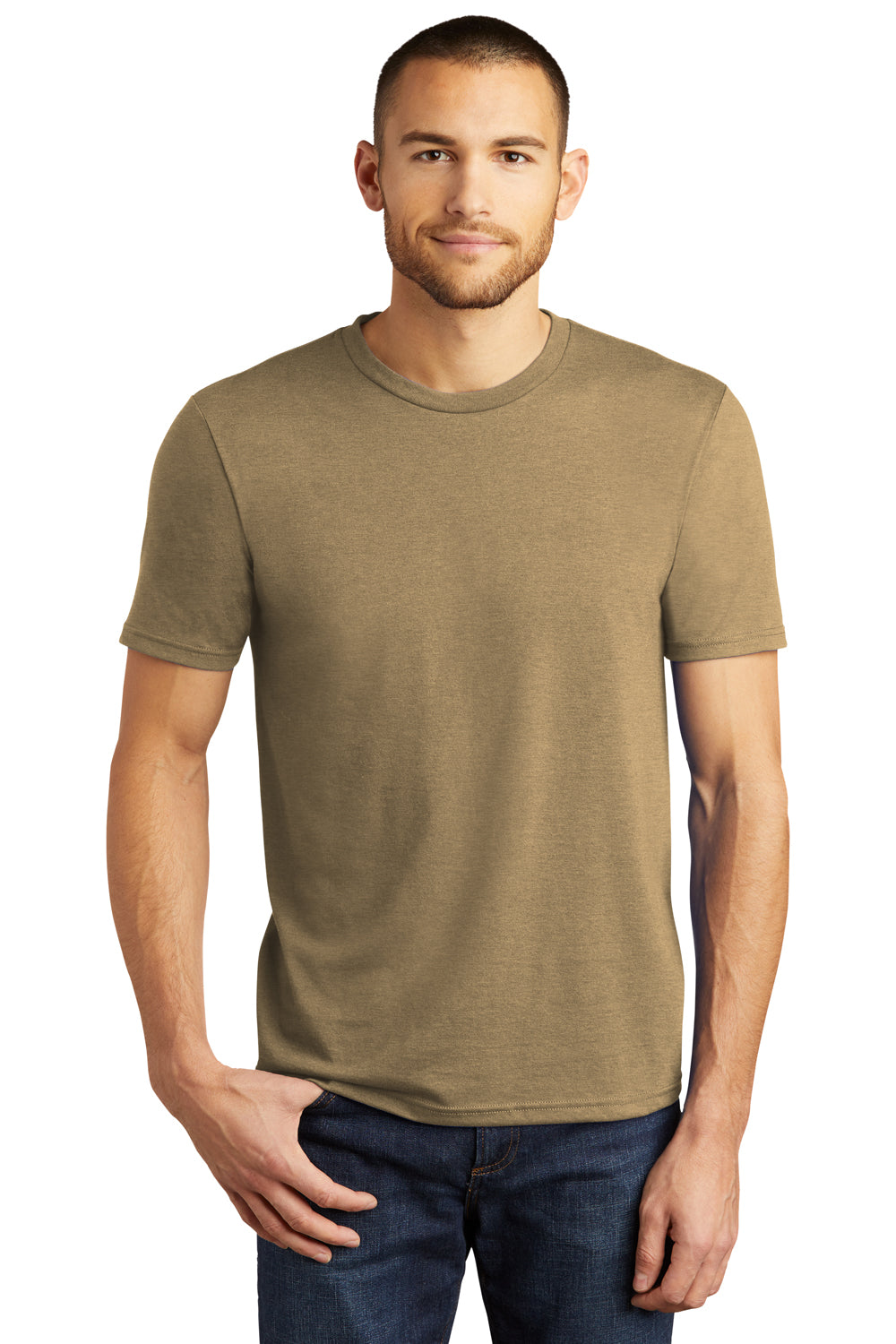 District DM130 Mens Heather Coyote Brown Perfect Tri Short Sleeve
