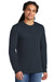 District DM132 Mens Perfect Tri Long Sleeve Crewneck T-Shirt New Navy Blue Model Front