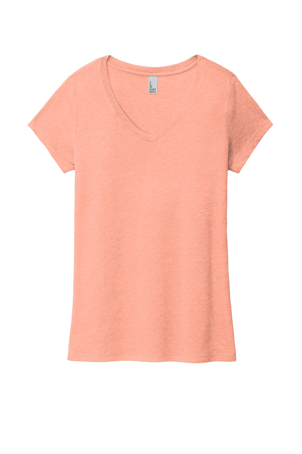 District DM1350L Womens Perfect Tri Short Sleeve V-Neck T-Shirt Heather Dusty Peach Flat Front