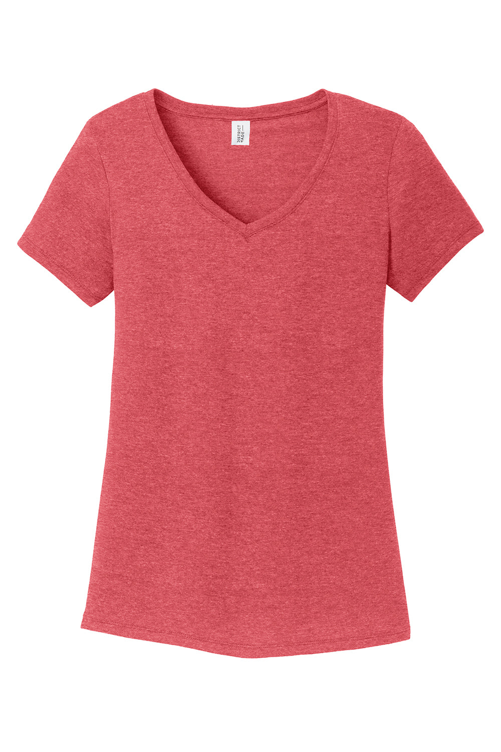 District DM1350L Womens Perfect Tri Short Sleeve V-Neck T-Shirt Red Frost Flat Front