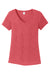 District DM1350L Womens Perfect Tri Short Sleeve V-Neck T-Shirt Red Frost Flat Front