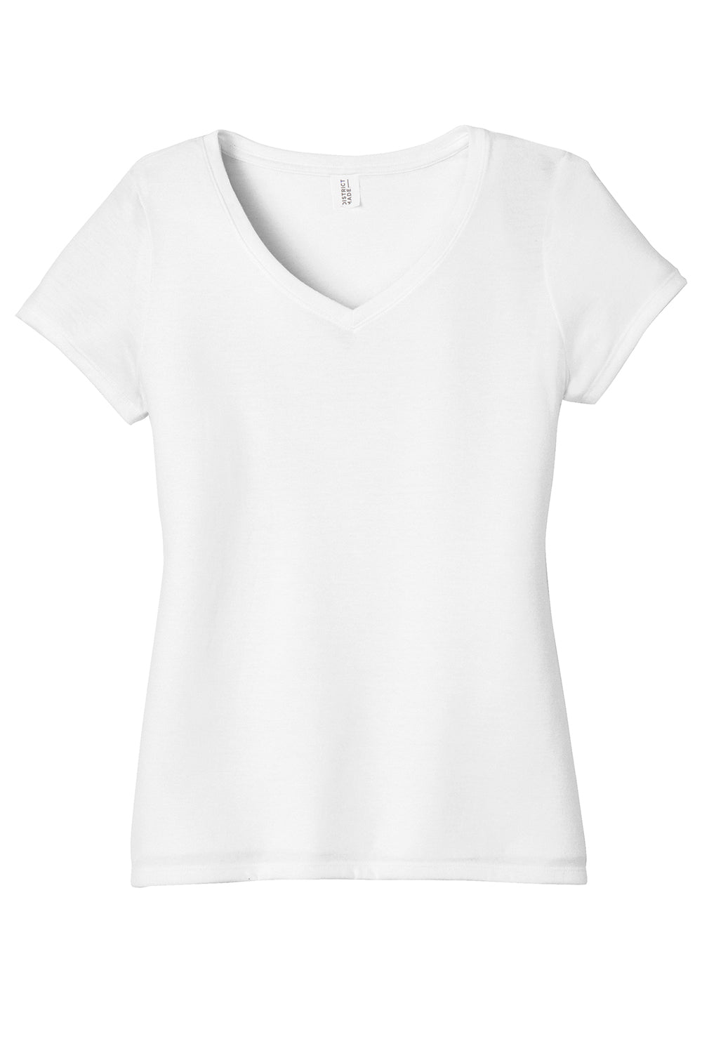 District DM1350L Womens Perfect Tri Short Sleeve V-Neck T-Shirt White Flat Front