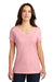 District DM1350L Womens Perfect Tri Short Sleeve V-Neck T-Shirt Heather Wisteria Pink Model Front