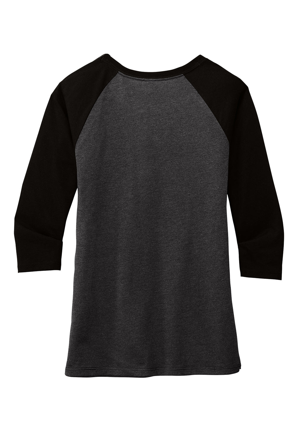 District DM136L Womens Perfect Tri 3/4 Sleeve Crewneck T-Shirt Black Frost/Black Flat Back