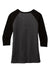 District DM136L Womens Perfect Tri 3/4 Sleeve Crewneck T-Shirt Black Frost/Black Flat Back