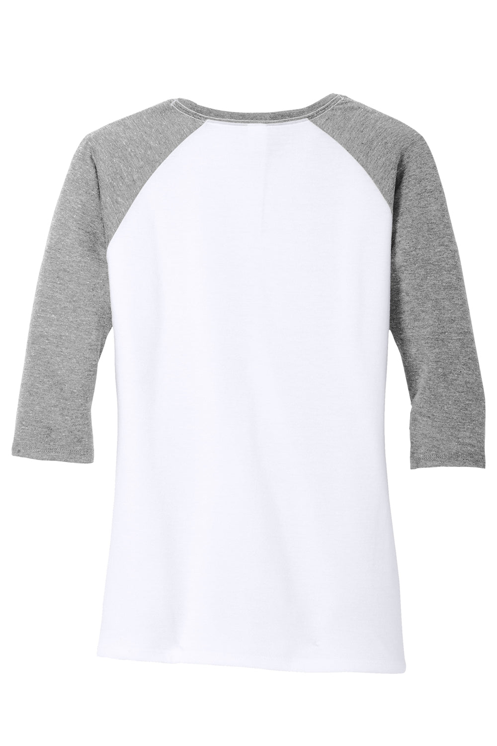 District DM136L Womens Perfect Tri 3/4 Sleeve Crewneck T-Shirt White/Grey Frost Flat Back