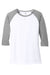 District DM136L Womens Perfect Tri 3/4 Sleeve Crewneck T-Shirt White/Grey Frost Flat Front