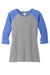 District DM136L Womens Perfect Tri 3/4 Sleeve Crewneck T-Shirt Grey Frost/Royal Blue Flat Front