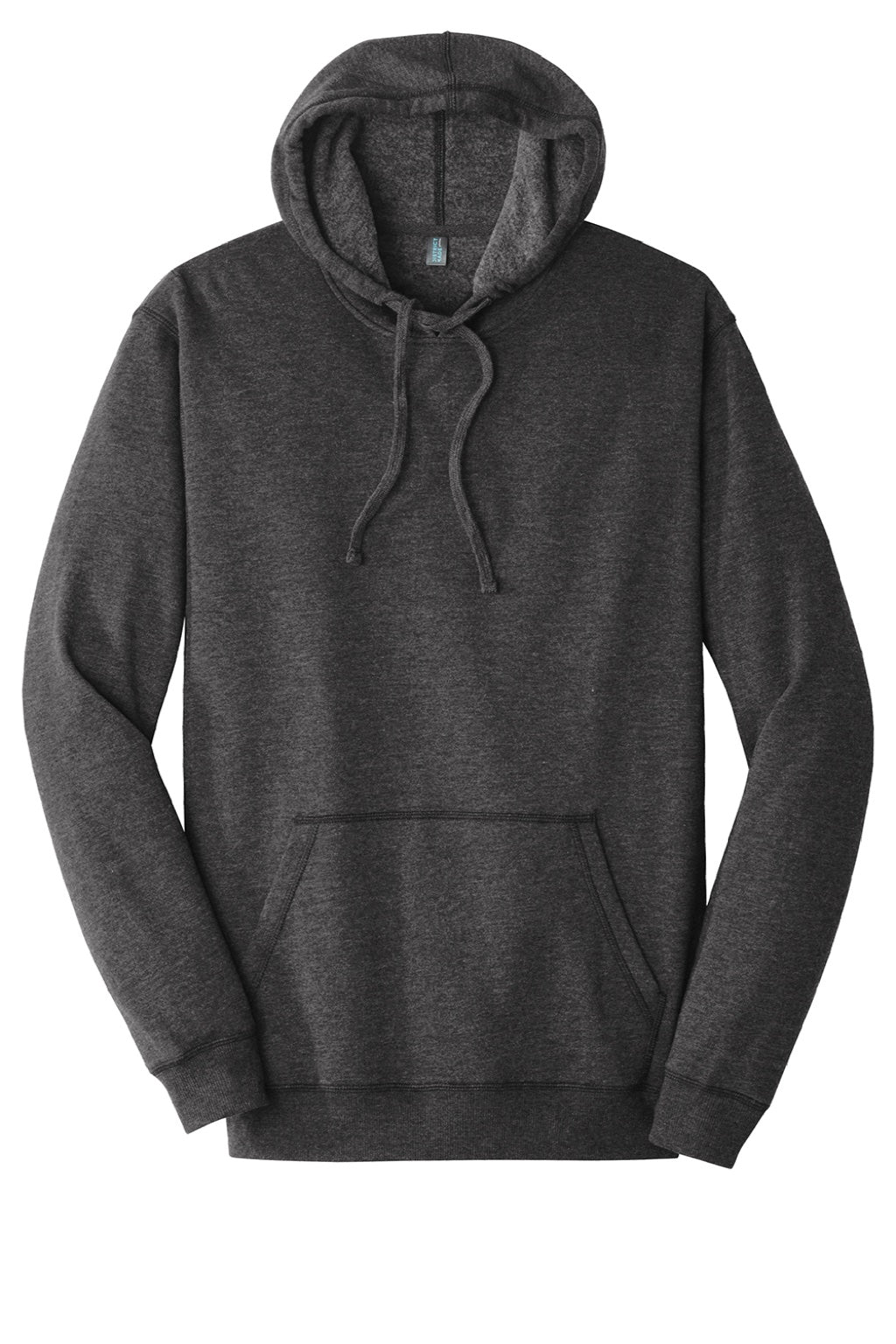 District DM391 Mens Fleece Hooded Sweatshirt Hoodie w/ Pouch Pocket Heather Black Flat Front