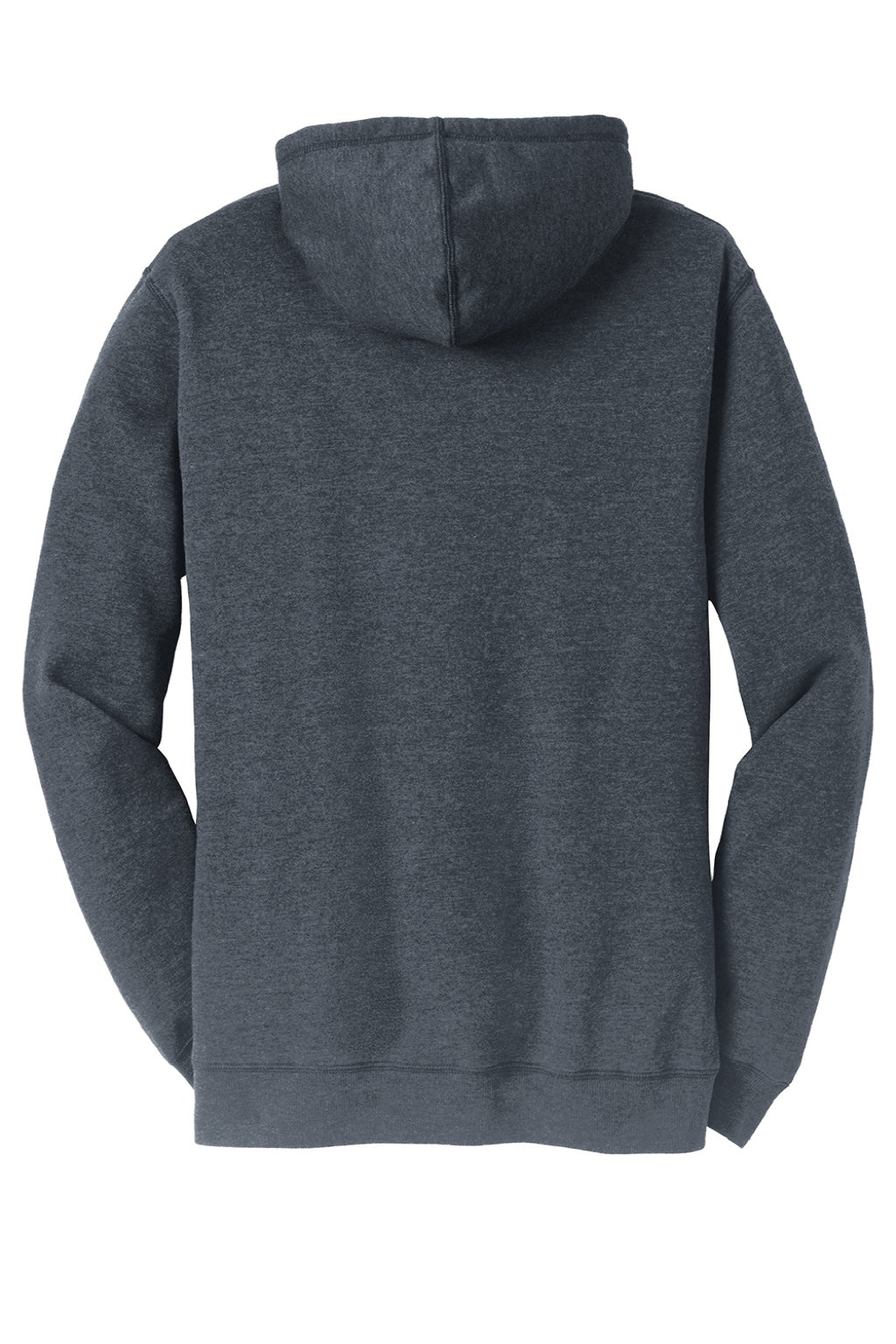 District DM391 Mens Fleece Hooded Sweatshirt Hoodie w/ Pouch Pocket Heather Navy Blue Flat Back
