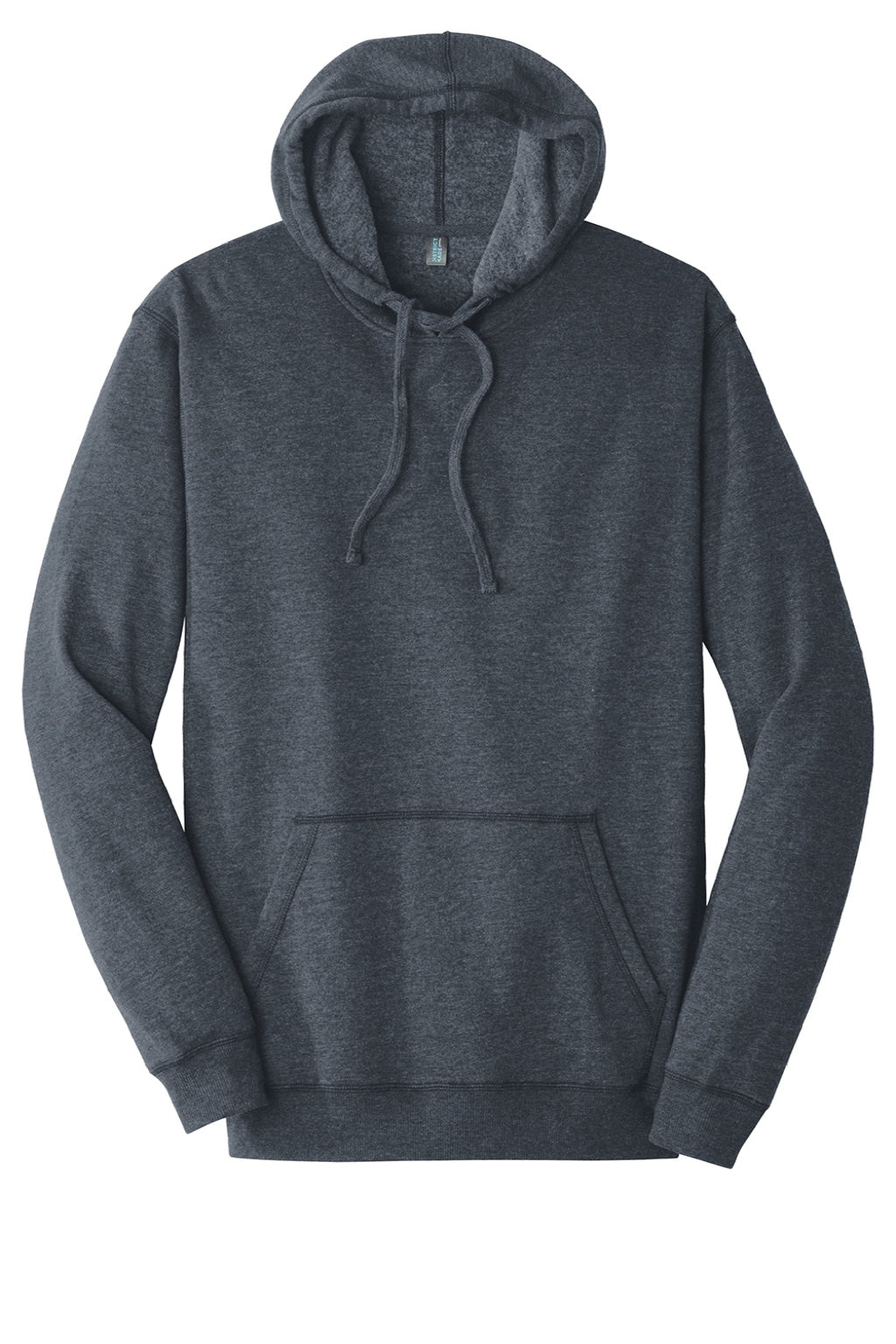 District DM391 Mens Fleece Hooded Sweatshirt Hoodie w/ Pouch Pocket Heather Navy Blue Flat Front