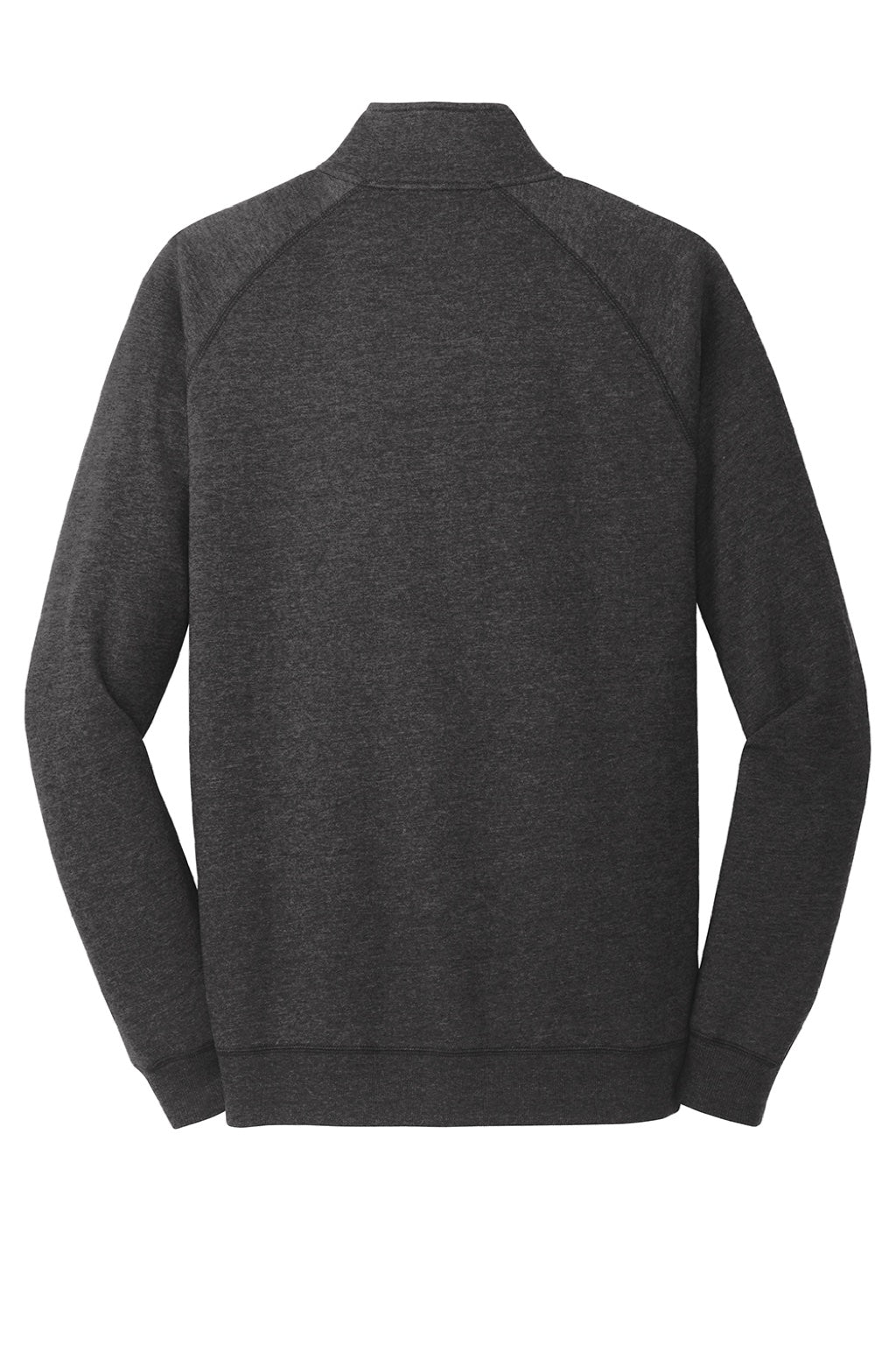 District DM392 Mens Fleece 1/4 Zip Sweatshirt w/ Pouch Pocket Heather Black Flat Back