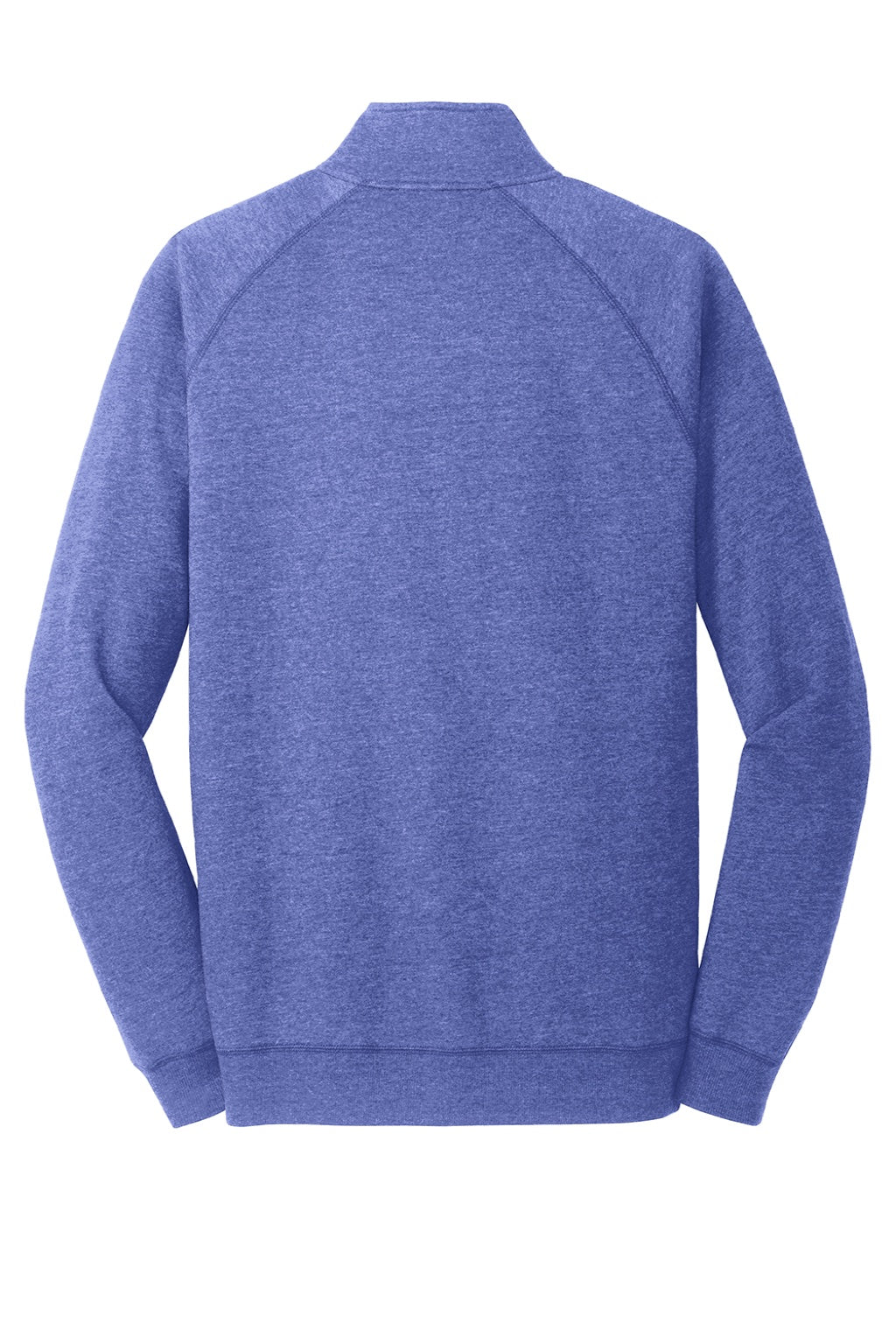 District DM392 Mens Fleece 1/4 Zip Sweatshirt w/ Pouch Pocket Heather Deep Royal Blue Flat Back