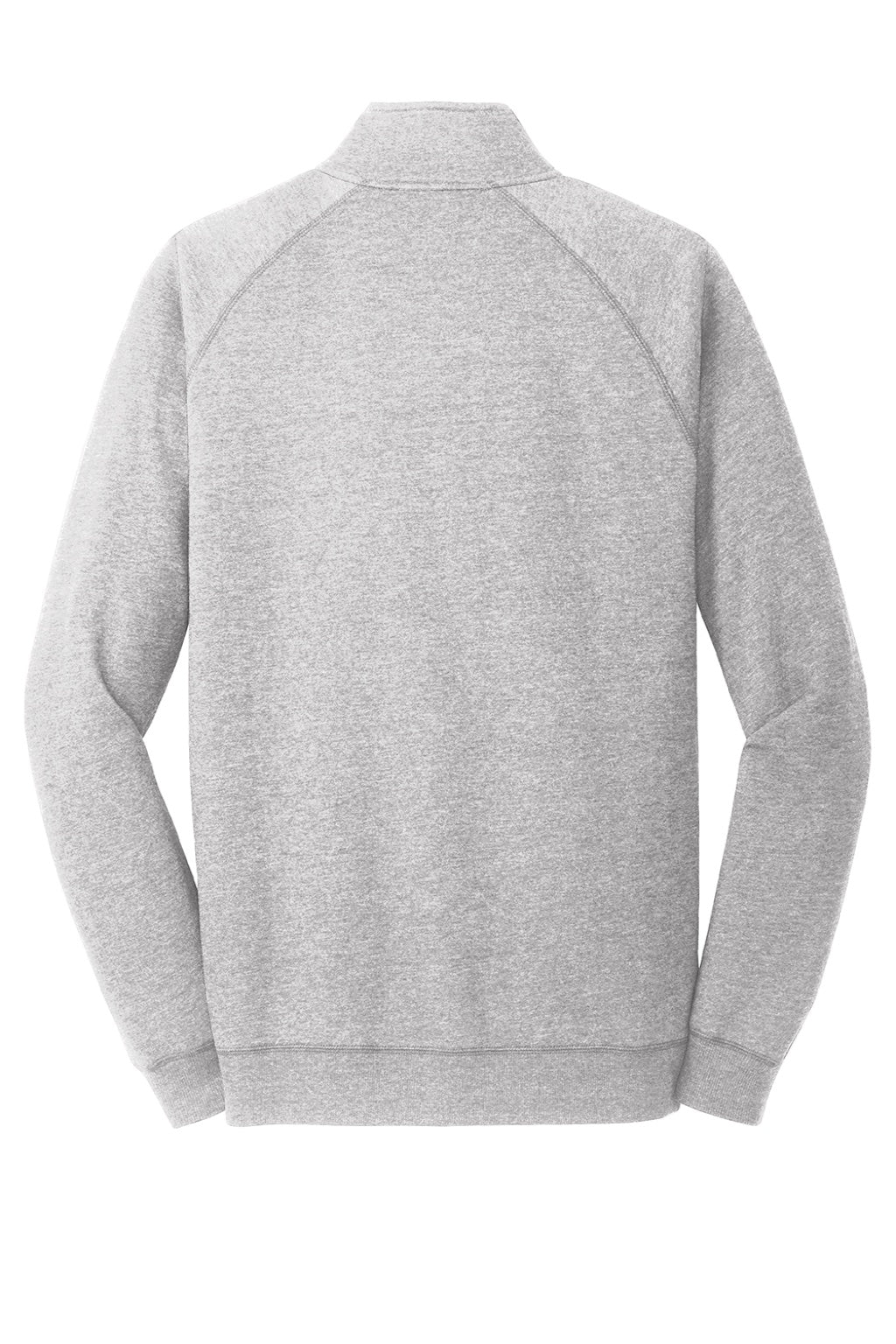 District DM392 Mens Fleece 1/4 Zip Sweatshirt w/ Pouch Pocket Heather Grey Flat Back