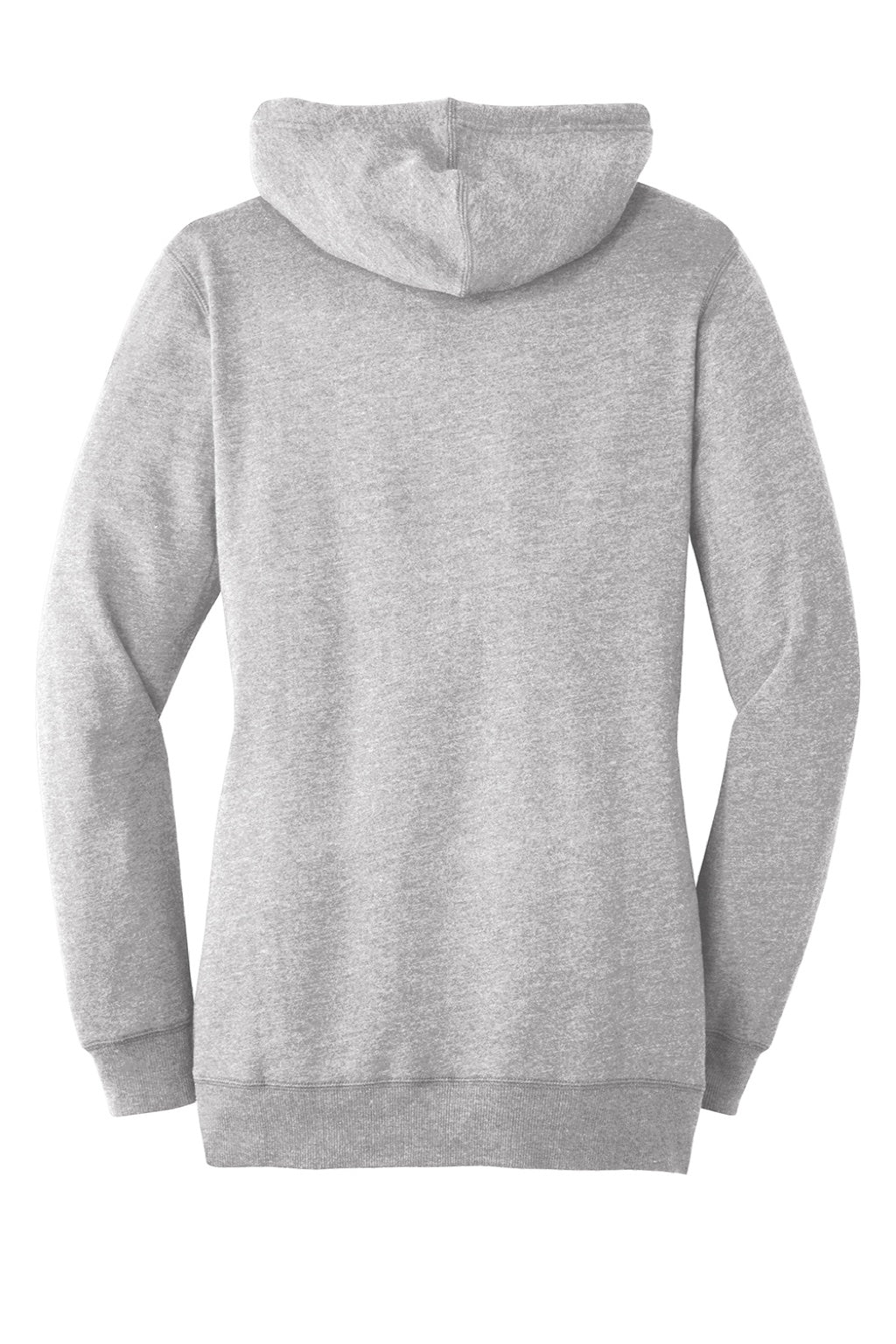 District DM493 Womens Fleece Hooded Sweatshirt Hoodie w/ Pouch Pocket Heather Grey Flat Back