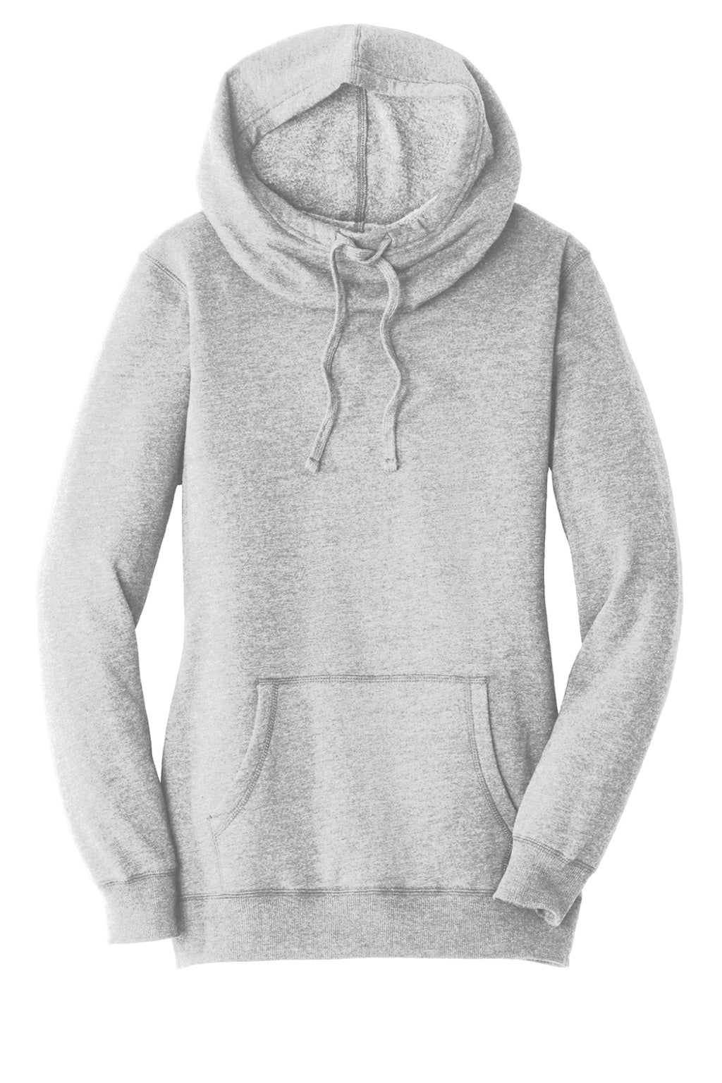 District DM493 Womens Fleece Hooded Sweatshirt Hoodie w/ Pouch Pocket Heather Grey Flat Front