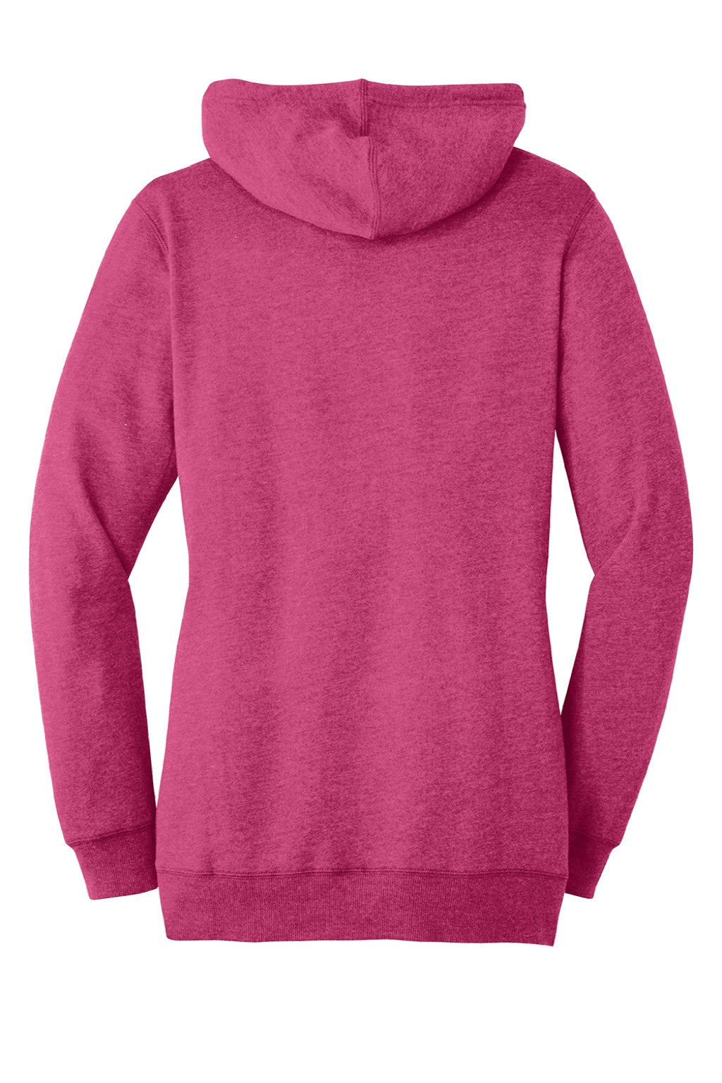 District DM493 Womens Fleece Hooded Sweatshirt Hoodie w/ Pouch Pocket Heather Azalea Pink Flat Back