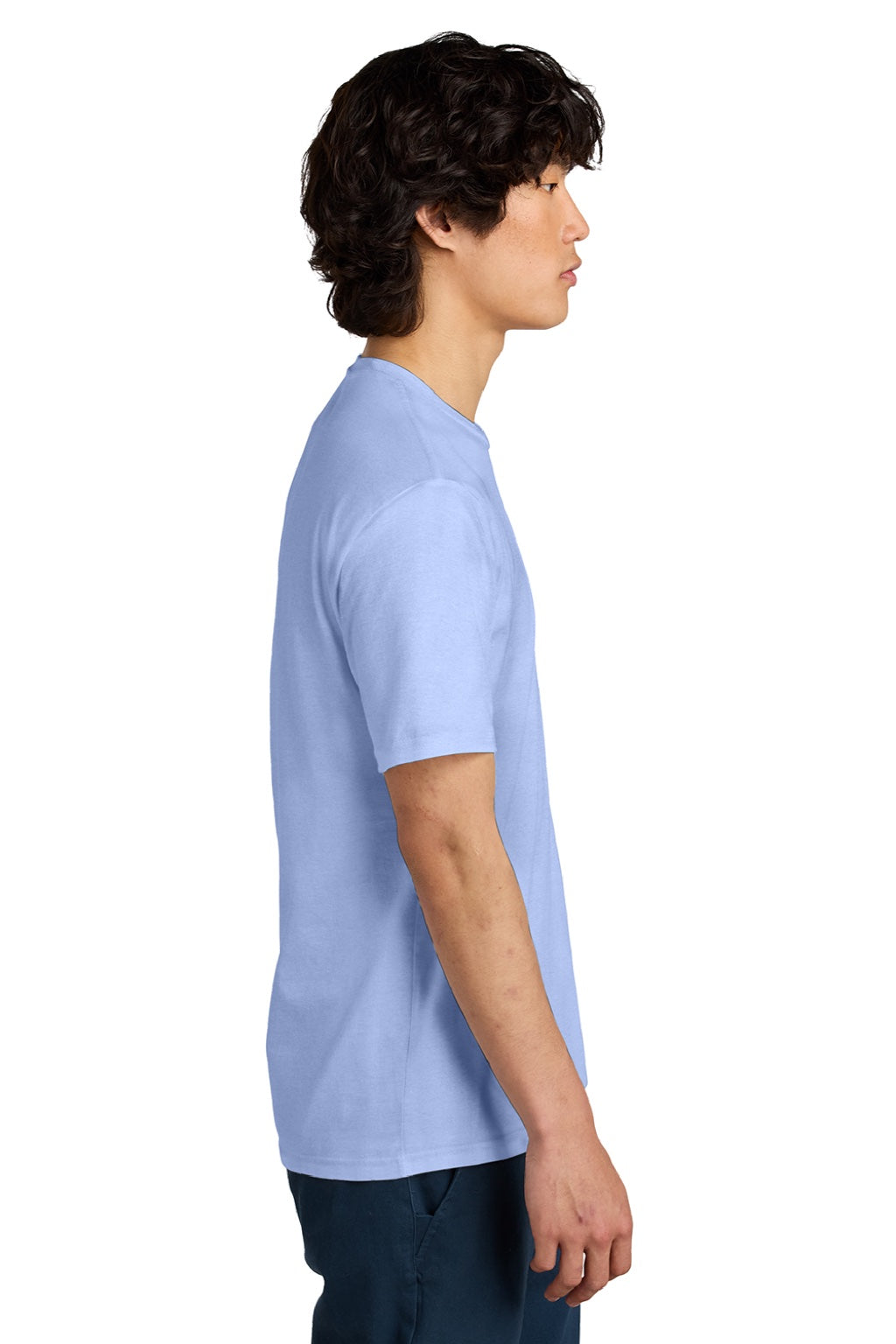 District DT104 Mens Perfect Weight Short Sleeve Crewneck T-Shirt Soft Lilac Model Side