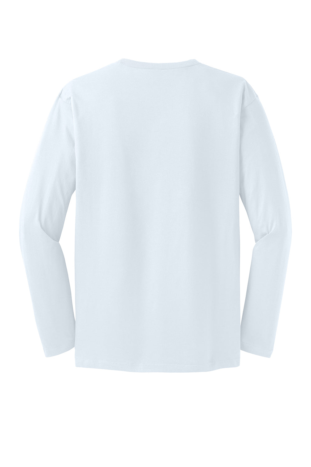 District DT105 Mens Perfect Weight Long Sleeve Crewneck T-Shirt Bright White Flat Back