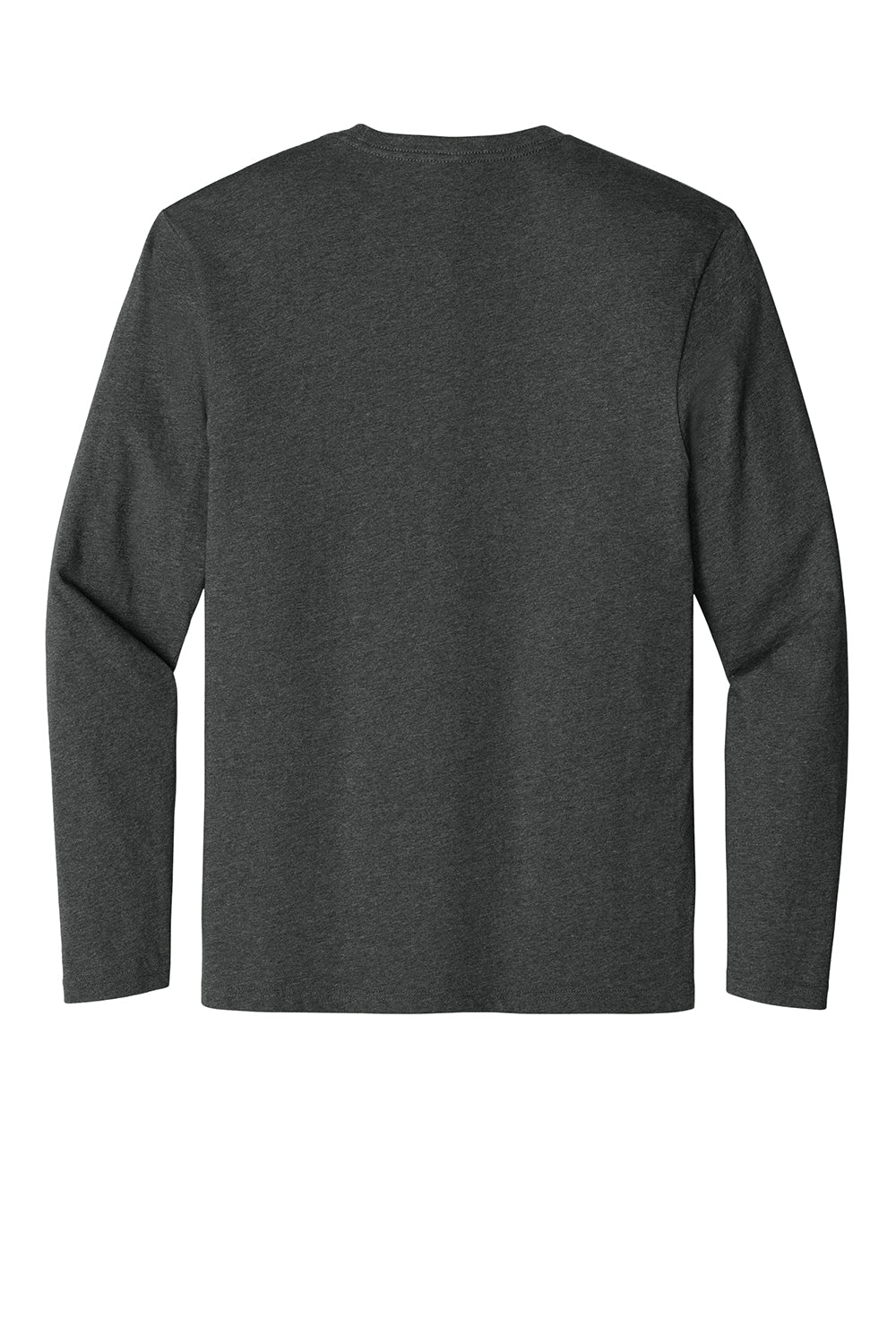 District DT105 Mens Perfect Weight Long Sleeve Crewneck T-Shirt Heather Charcoal Grey Flat Back
