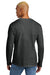District DT105 Mens Perfect Weight Long Sleeve Crewneck T-Shirt Heather Charcoal Grey Model Back