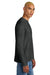District DT105 Mens Perfect Weight Long Sleeve Crewneck T-Shirt Heather Charcoal Grey Model Side