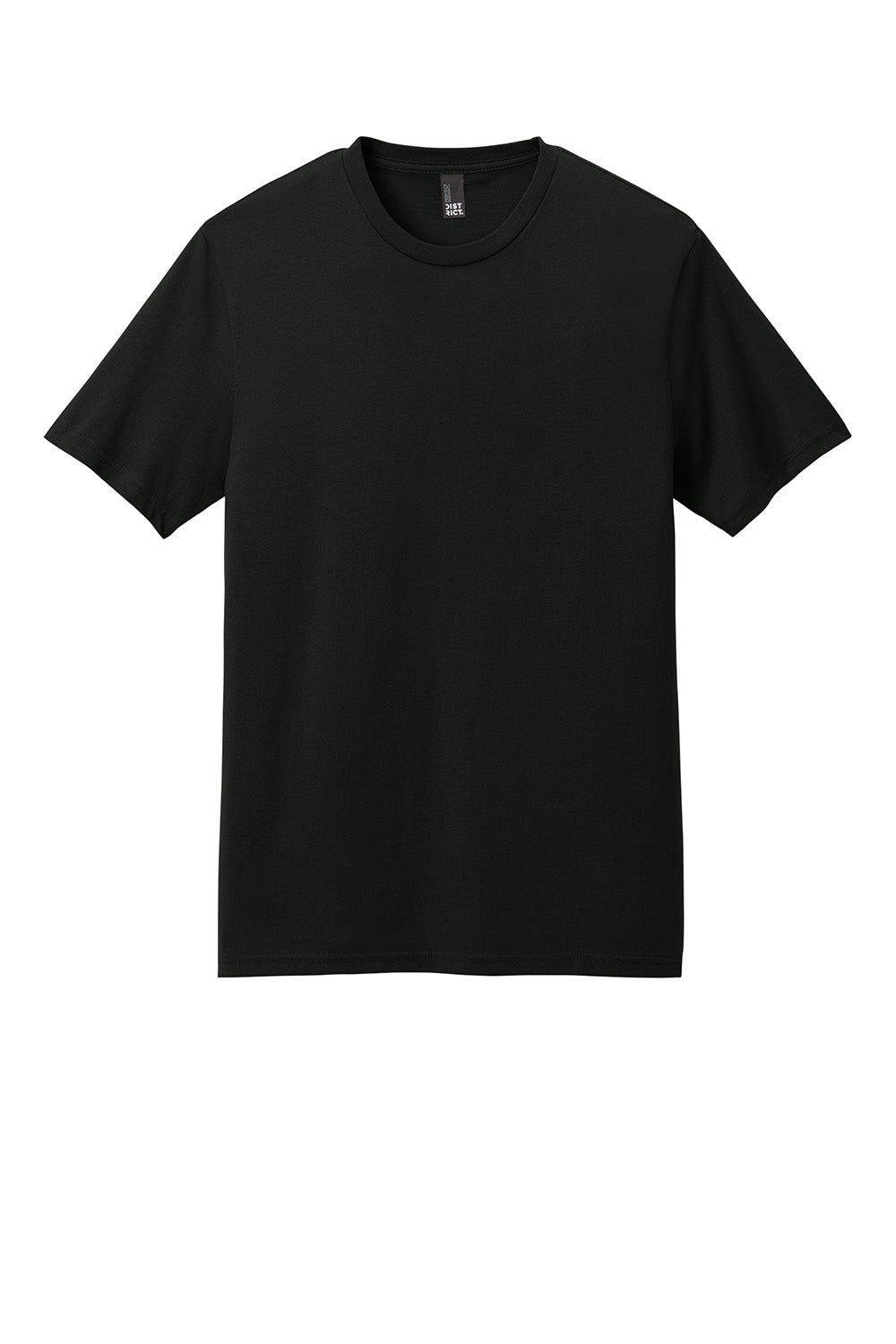 District DT106 Mens Perfect Weight Icon Short Sleeve Crewneck T-Shirt Jet Black Flat Front